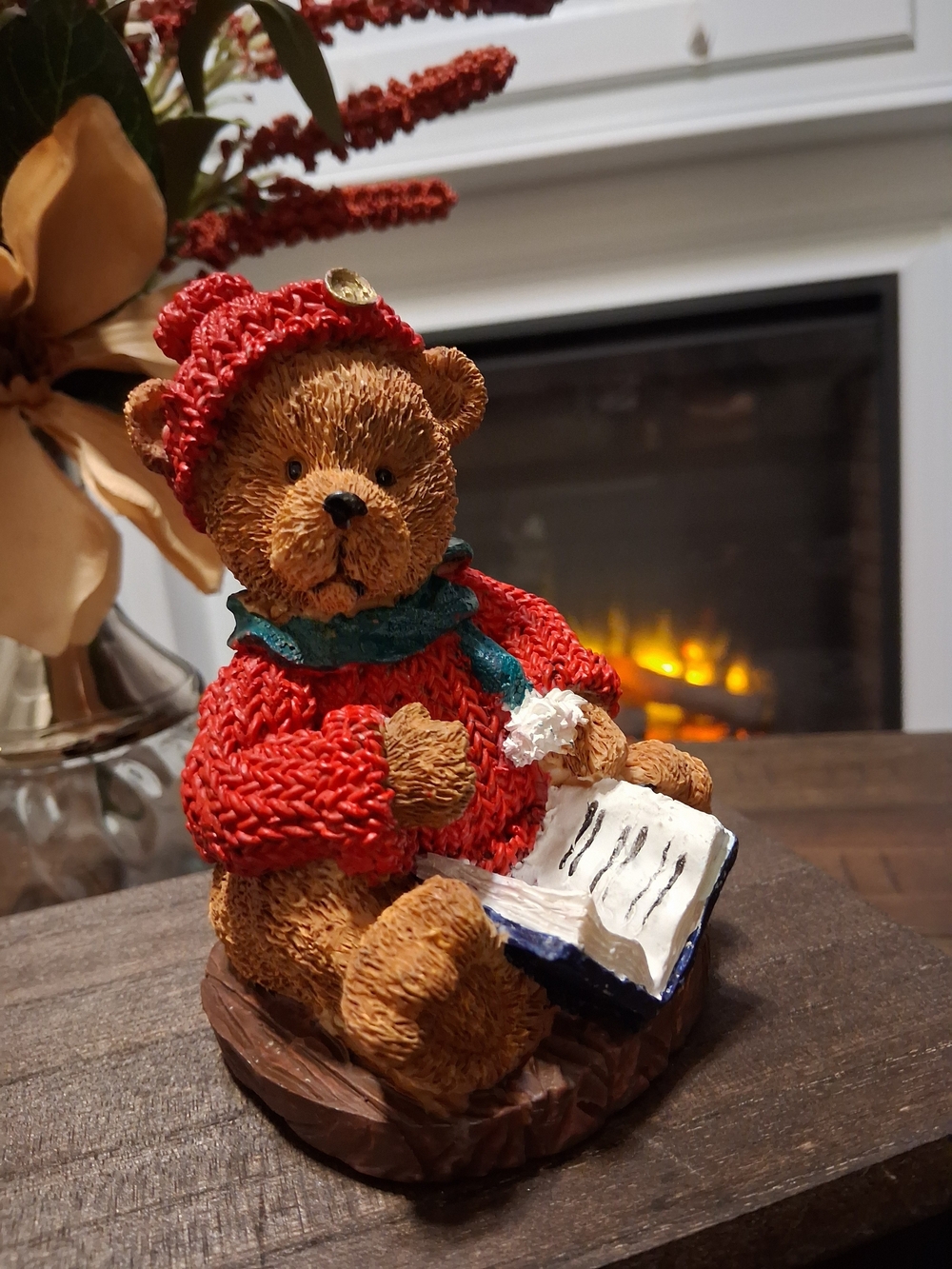 Festive Red Sweater Bear Holiday Figurine